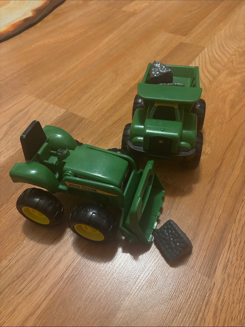 John Deere Green and Yellow Toy Tractor & Dump Truck Set